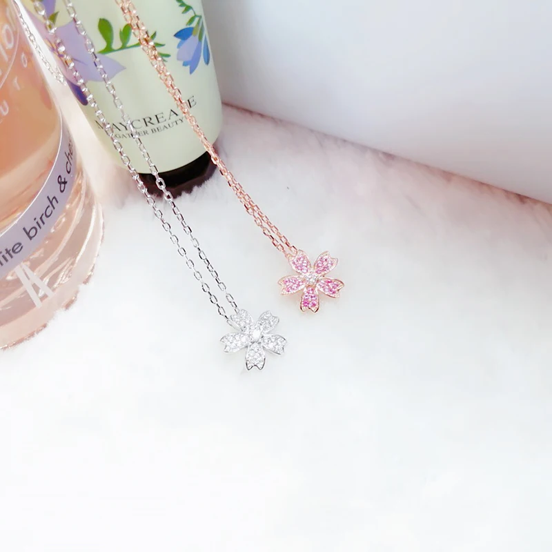 

Cherry Necklace 925 Sterling Silver micro inlaid zircon fashion exquisite women's super flash Party style exquisite jewelry