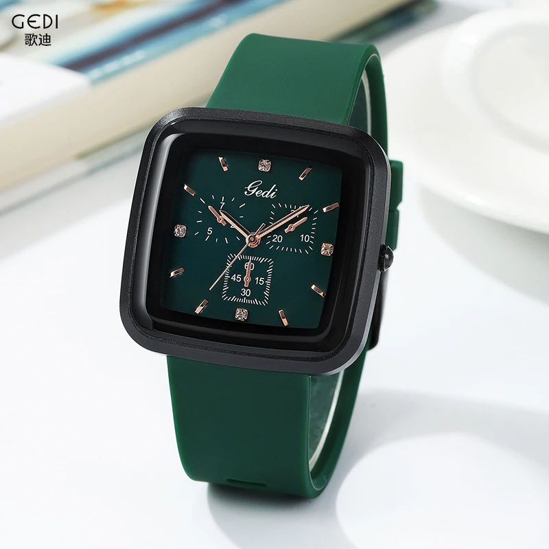 

GEDI Large Dial Square Fashion Women's Wristwatch Quartz Waterproof Hardlex Mirror Watches Women