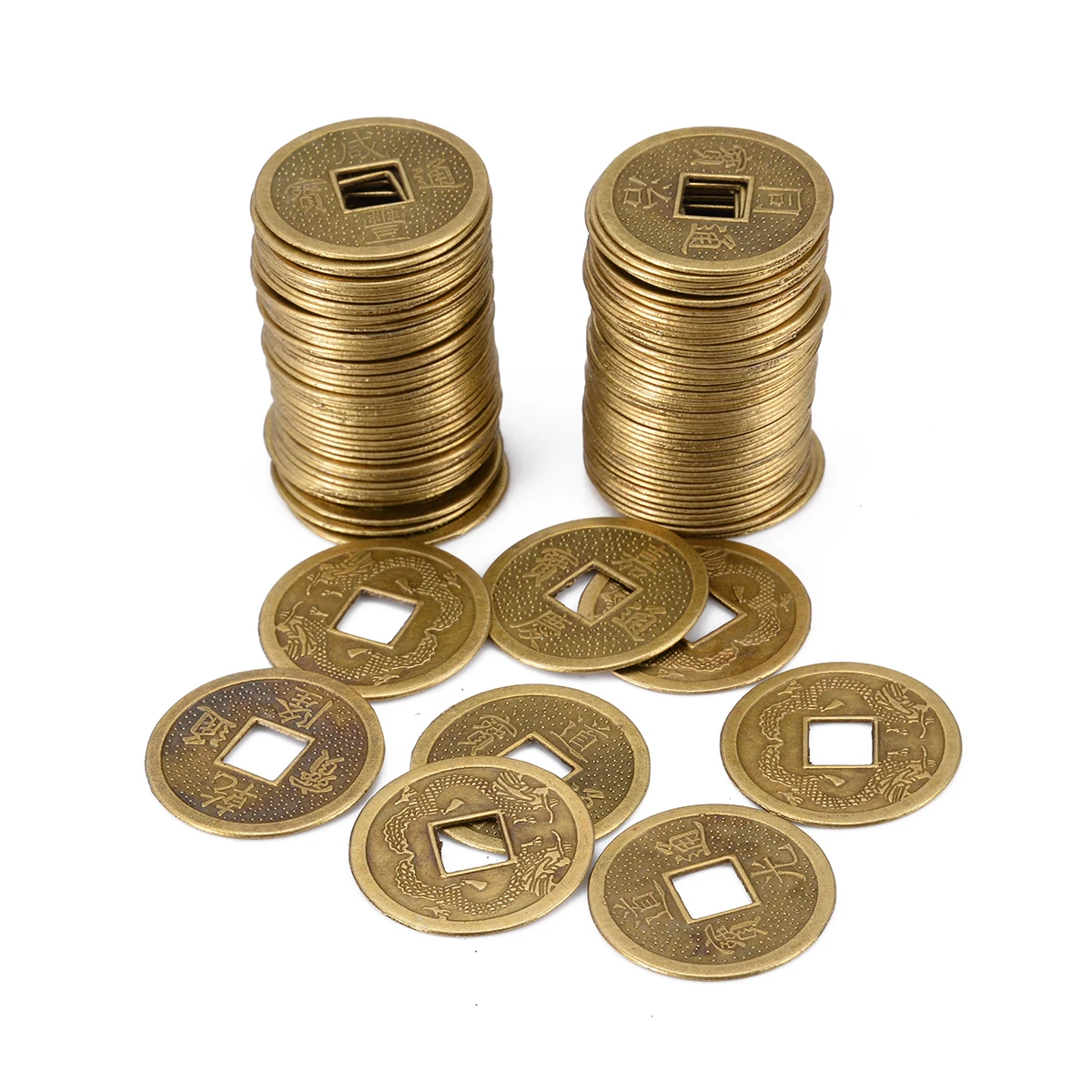 100 шт./лот Китайские старинные монеты на удачу Дракон фей шуй 25 мм для домашней