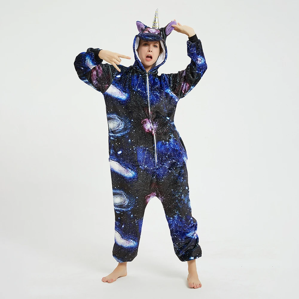 кигуруми 2019 New Winter Flannel Onesies For Adults Cute Animal Anime Unicorn Pyjamas Set Women Men Sleepwear Overalls | Женская