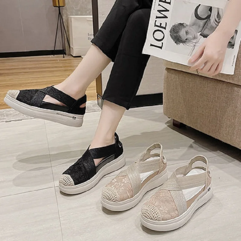 

Spring And Summer New Style Mesh Breathable Large Size Single Shoes Everyday All-Match Thick-Soled Casual Women's Shoes