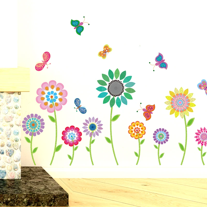[SHIJUEHEZI] цветные наклейки на стену с рисунками цветов из ПВХ материал DIY настенные