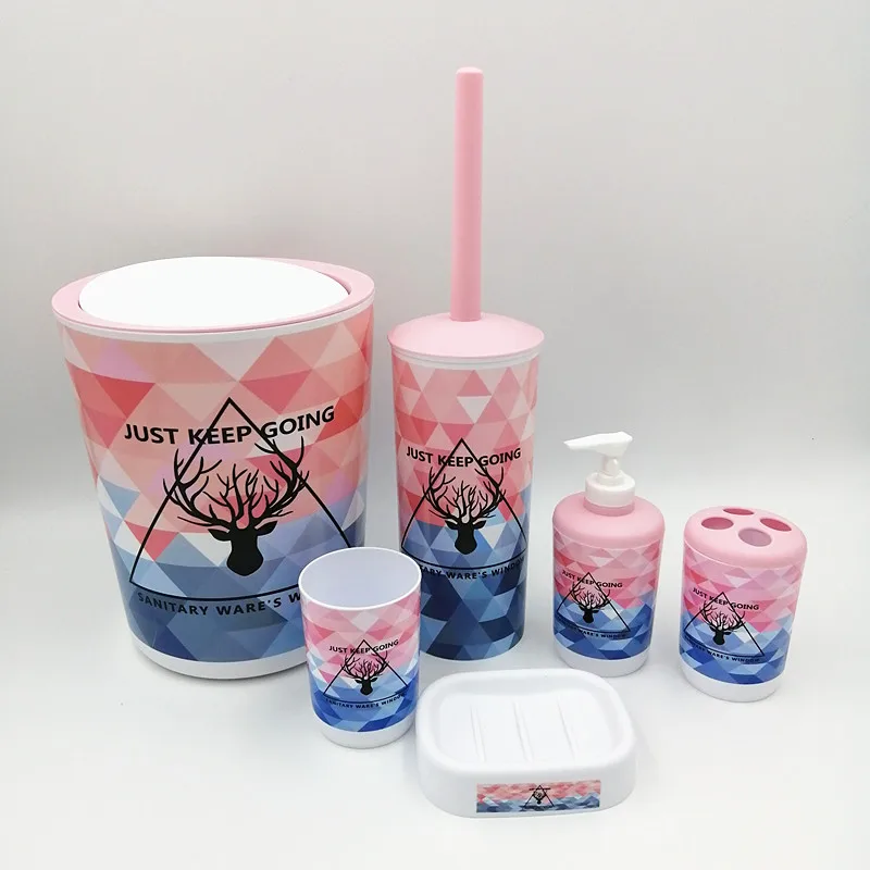 Набор аксессуаров для ванной комнаты с принтом 6 шт. держатель зубных щеток