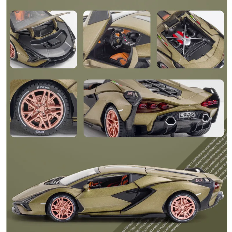 Новая модель автомобиля Lamborghini Sian Lightning 1:32 из сплава металла Спортивная