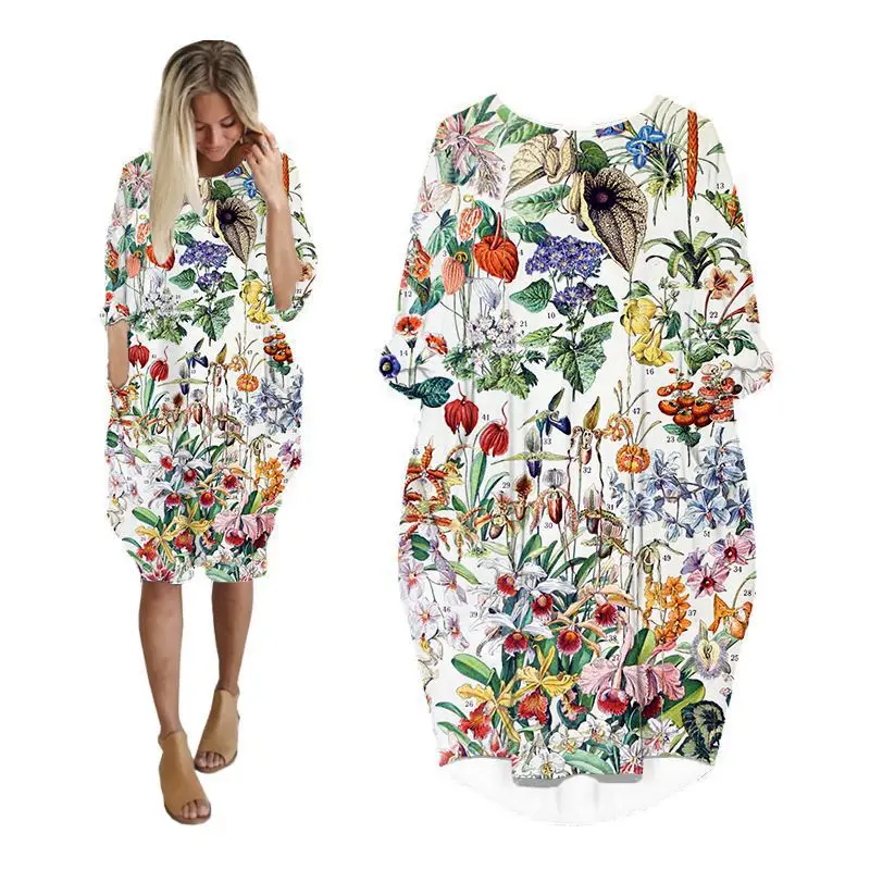 

LIASOSO 3D Print Fashion Mushroom plant Dress Women Funny Harajuku Dress Long-sleeve Maxi Dresses for Women Women Clothing