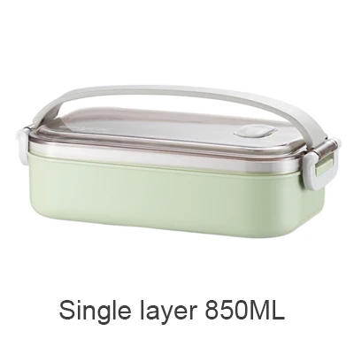 Single layer Ланч-бокс 304 из нержавеющей стали для взрослых и детей порционная коробка Bento для хранения еды Bento box BPA-Free пищевой контейнер для микроволновой печи - Цвет: Single layer