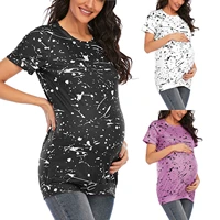 summer maternity tees fashion print short sleeve o neck tops clothes for pregnant woman maternity blouse pregnancy clothing