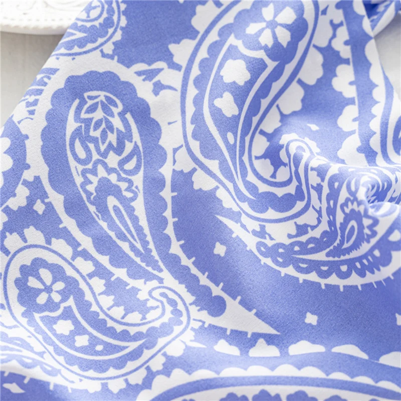 

Elastic Triangle Head Scarf Turban Hair Band Soft Head Wrap Scrunchies Cashew Flowers Printing Headbands Female Hair Accessories