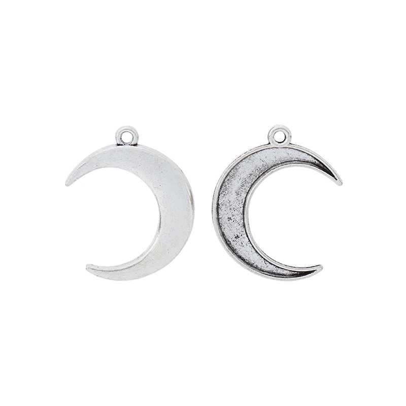 

50 x Antique Silver Color Crescent Moon Charms Pendants Beads for DIY Necklace Bracelet Jewelry Making 28x7mm