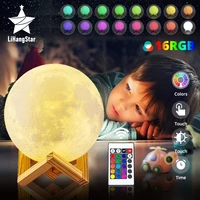 3d printing moon lamp rechargeable color changing touch remote control switch moon lamp childrens light household night light