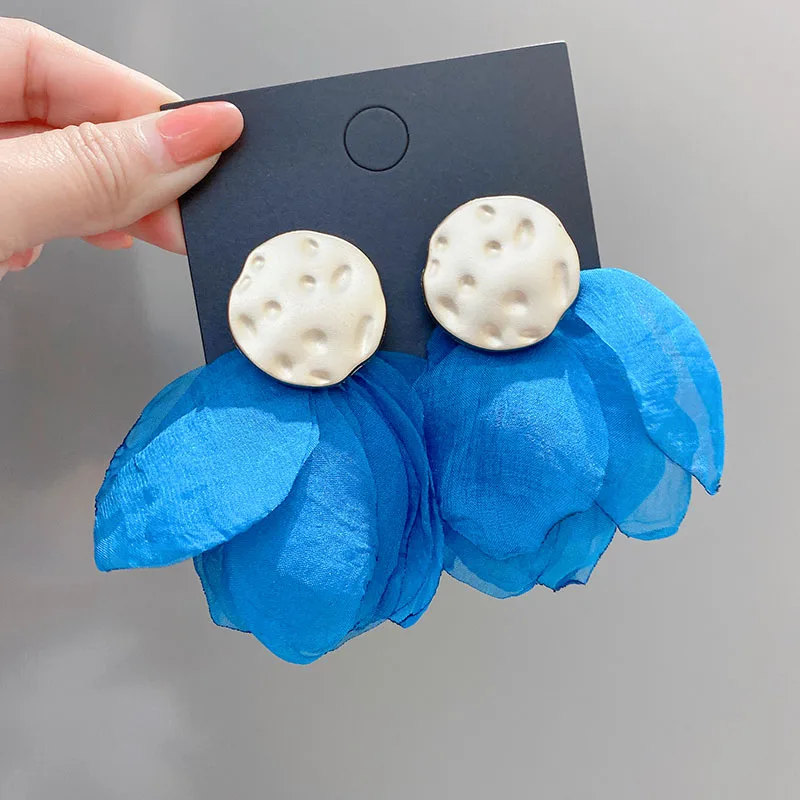 

Womens Earrings Blue Yarn Exaggeration Big Drop Earrings Noble Cold Style Korean New Fashion Earrings 2021 Trend