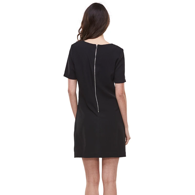 Женское платье с короткими рукавами облицованная одежда для работы черное