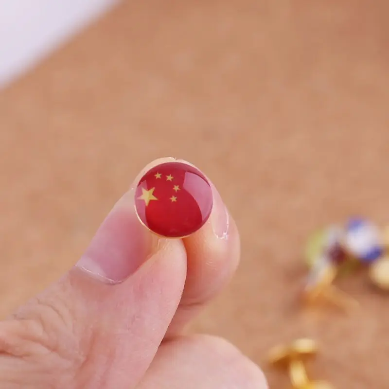 

100pcs/box Map Tacks National Flag Glue Thumbtack Push Pins Notice Board Markers