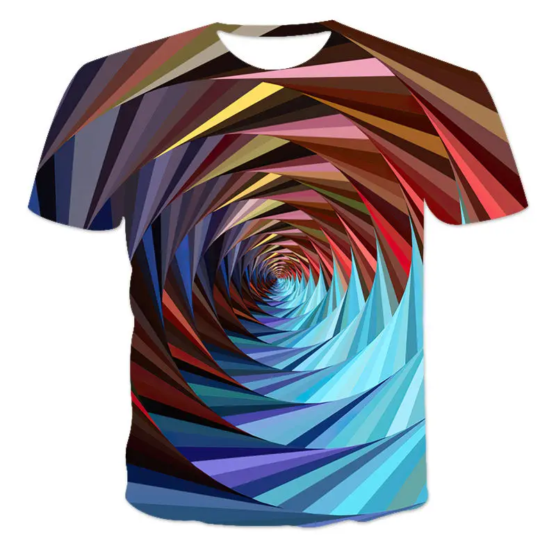 

Casual fashion 3D geometric graphic printing 2021 new summer hot short-sleeved round neck men's and women's sports T-shirt