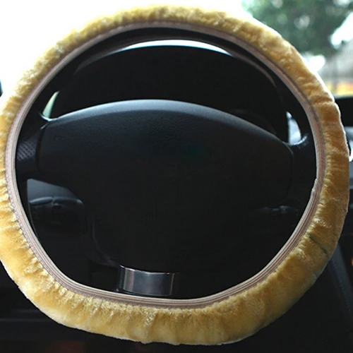 Удобный мягкий короткий плюшевый чехол рулевого колеса автомобиля осенне-зимний
