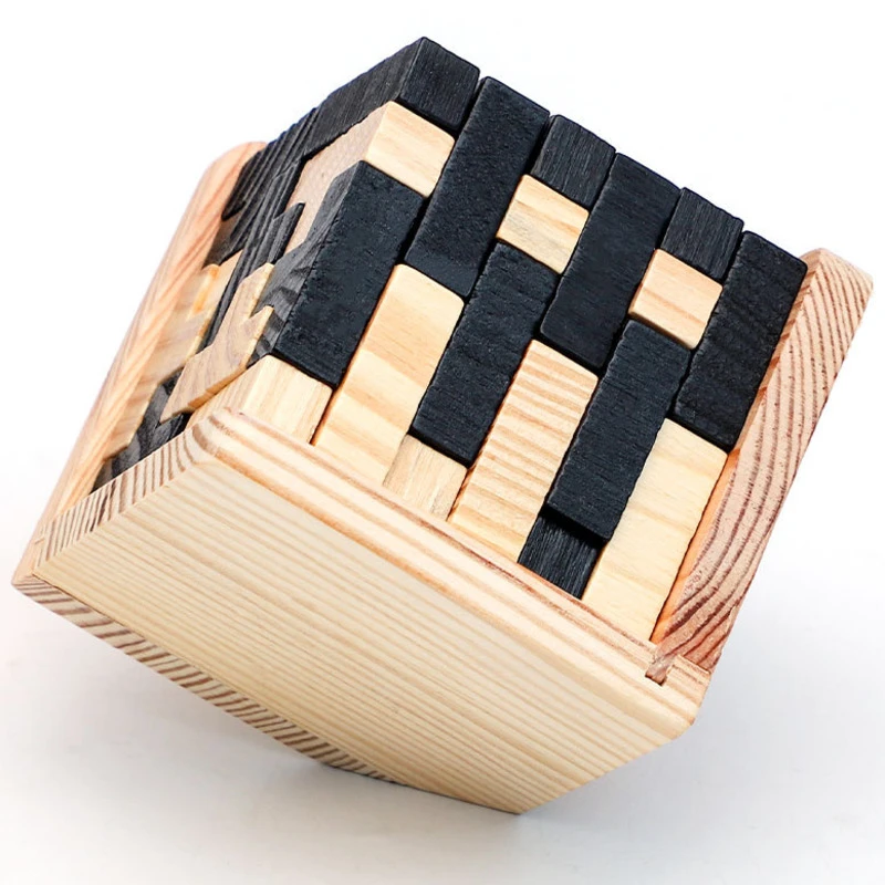 

Creative 3D Wooden Cube Puzzle Ming Luban Interlocking Educational Toys For Children Kids Brain Teaser Early Learning Toy Gift