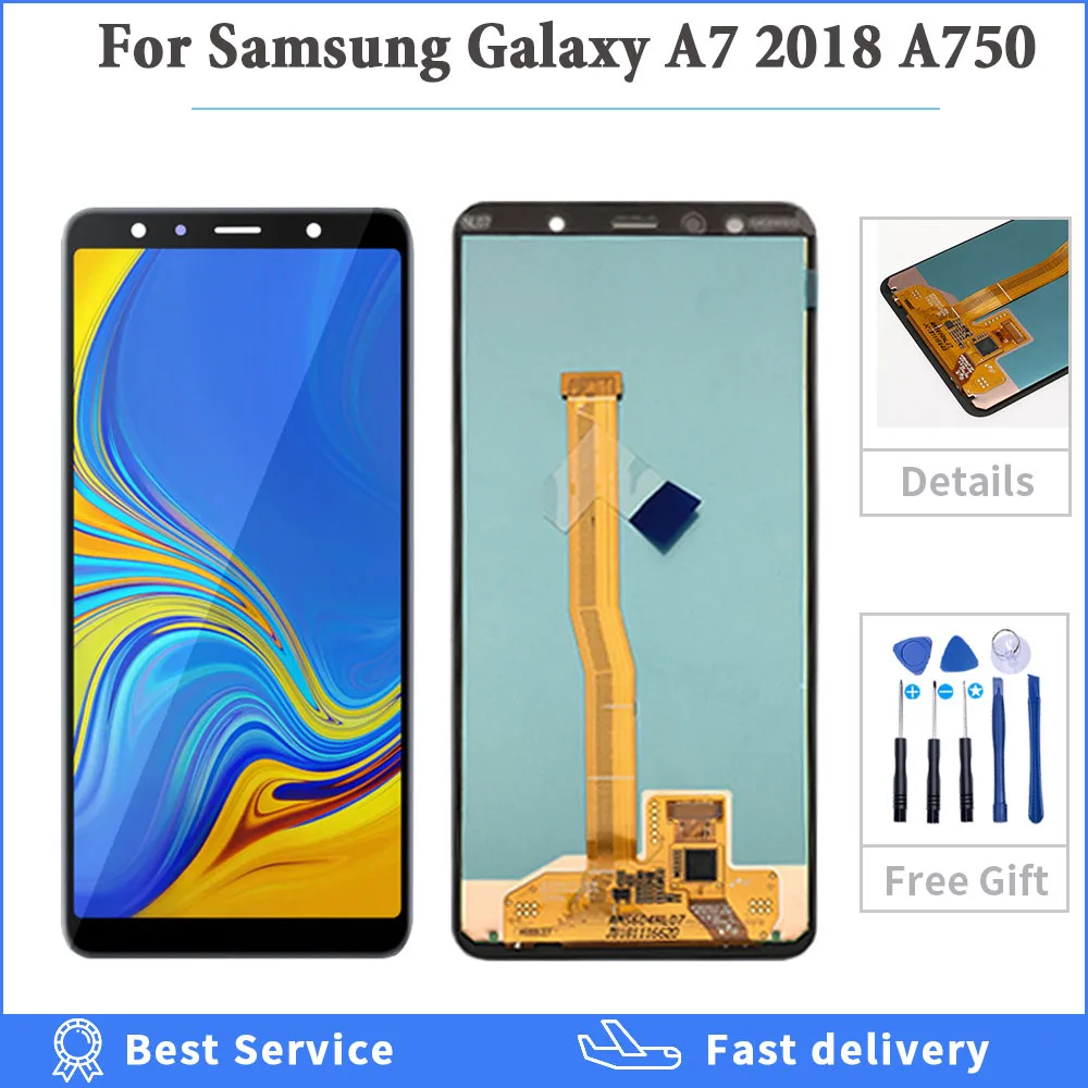 

6.0'' SUPER AMOLED TFT oled Screen for SAMSUNG Galaxy A7 2018 SM-A750F A750F A750 LCD Display Touch Original Digitizer Assembly