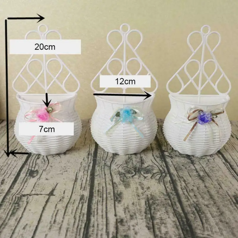 Пластиковые цветы растения Висячие корзина ваза из ротанга стены висят