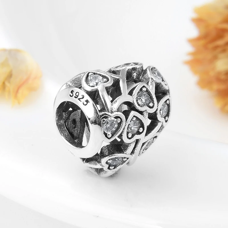 Как кристалл CZ подвески в форме сердца бусины стерлингового серебра 925 Подходит