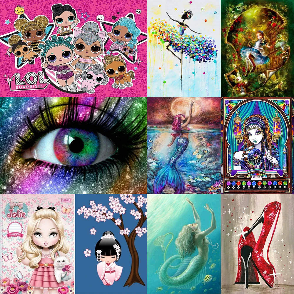 

5D DIY Искусство алмазная живопись русалки для девочек узор Алмазная мозаика полная Алмазная вышивка Декор для комнаты