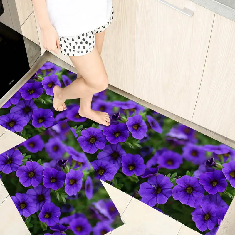

Kitchen Carpet Home Entrance Doormat Bedroom Bedside Flower Pattern Decor Floor Rug Hallway Balcony Bathroom Anti-Slip Mat