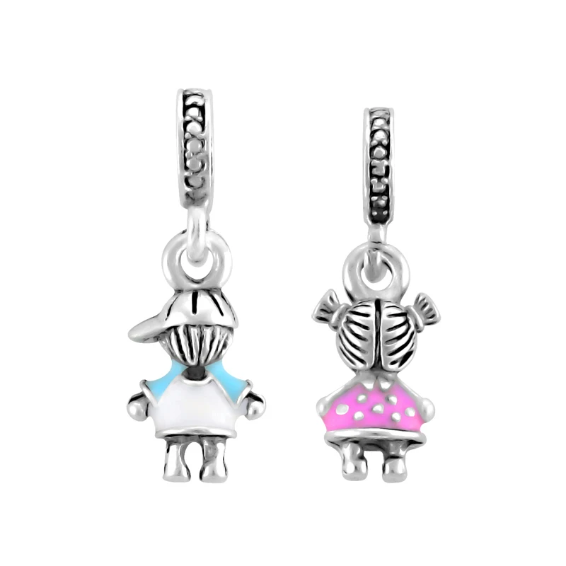 Женский браслет и Pandora синий розовый Шарм для мальчиков девочек модель SPP200 |