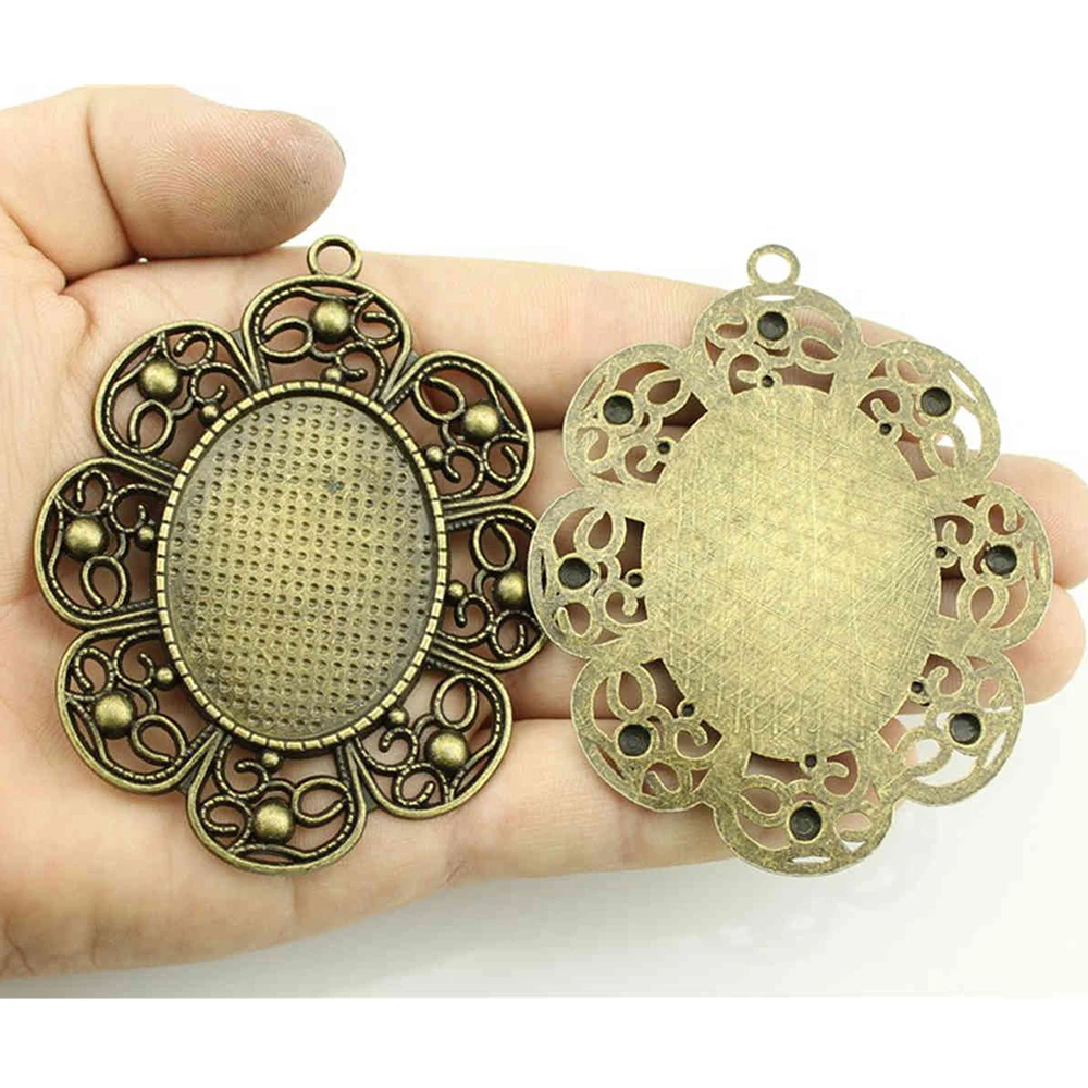 

1pcs 30x40mm Oval Flower Style pendant base jewelry finding & components