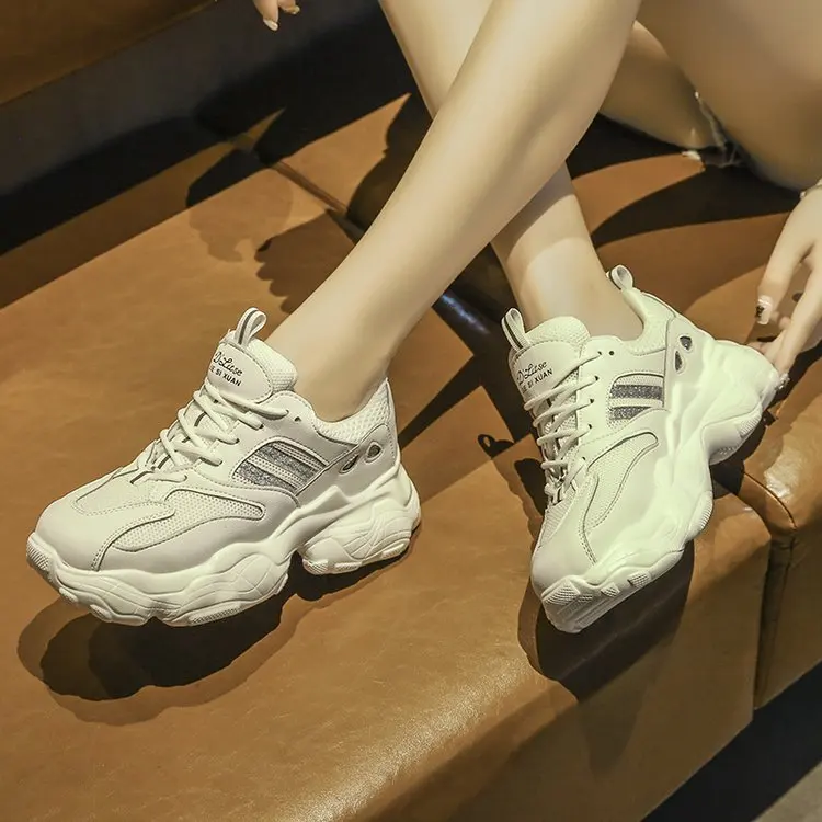 Кроссовки женские на платформе Вулканизированная массивная подошва дышащие