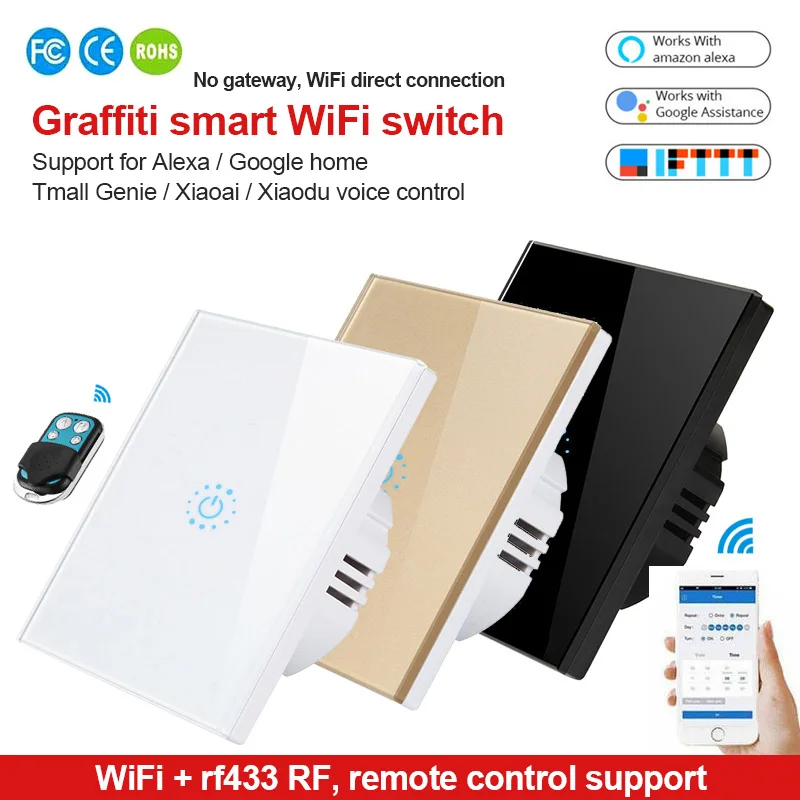

WI-FI smart touch Переключатель Европейский Стандартный Светильник переключатель приложение Tuya дистанционный пульт Поддержка интеллектуальных д...