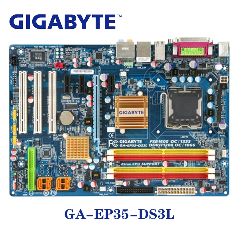 

LGA 775 P35 DDR2 Gigabyte GA-EP35-DS3L 100% Motherboard USB2.0 8G EP35-DS3L Desktop SATA II Systemboard PCI-E X16 Plate Used