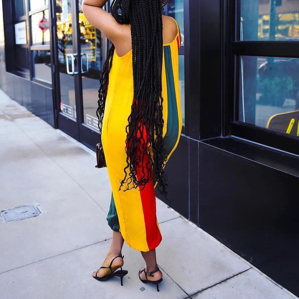 

2021 Summer Western Style Jumpsuit Oversize Indie Casual Fashion Loose Temperament Printing Color Contrast Splicing