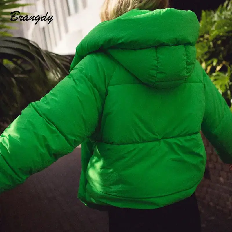 Women's Winter Jacket Green Parkas Hooded Quilted Coat Woman With Hoodies Thick Warm Women Mujer | Женская одежда