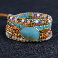 fashion sexy womens bracelet decorative natural stone bracelet woven multi layer leather bracelet retro bracelet gift