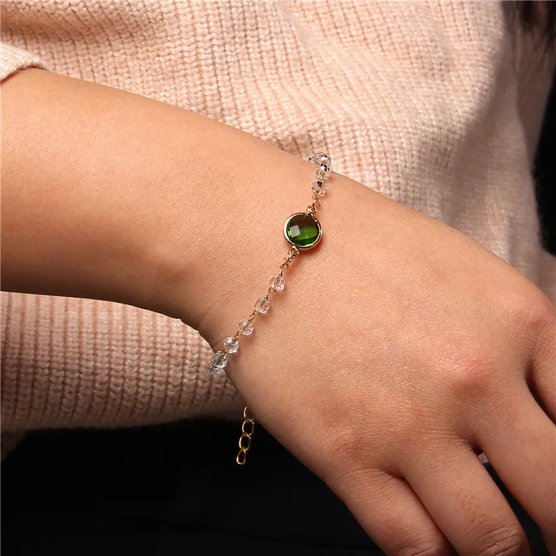 

Bohemian White 4MM Crystal Beads Bracelets For Women Adjustable Chain Charm Bracelet New Fashion Cute Jewelry Party Gifts Simple