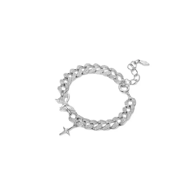 

Charm Bracelet For Girls Trending Products 2021 Butterfly Star Diamond French Retro Super Sweet Hollow Butterfly Bracelet