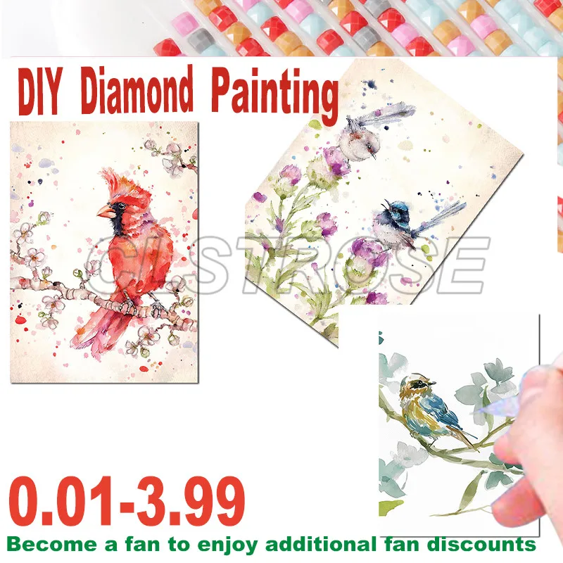 

Animal Diamond Paintings Kits Bird Full Square Round Diamond Mosaic Cross Stitch Home Decoration Gift