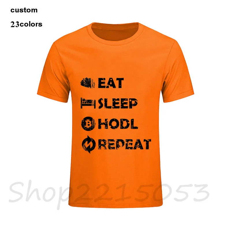 Мужская футболка с надписью Eat Sleep повтор Hodl биткойн монета йота Tether кардано