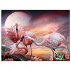 Алмазная 5D мозаика сделай сам, полное покрытие, Круглый, вышивка крестиком с изображением фламинго, с изображением неба, пейзажа стразы, домашний декор, искусство Y1716