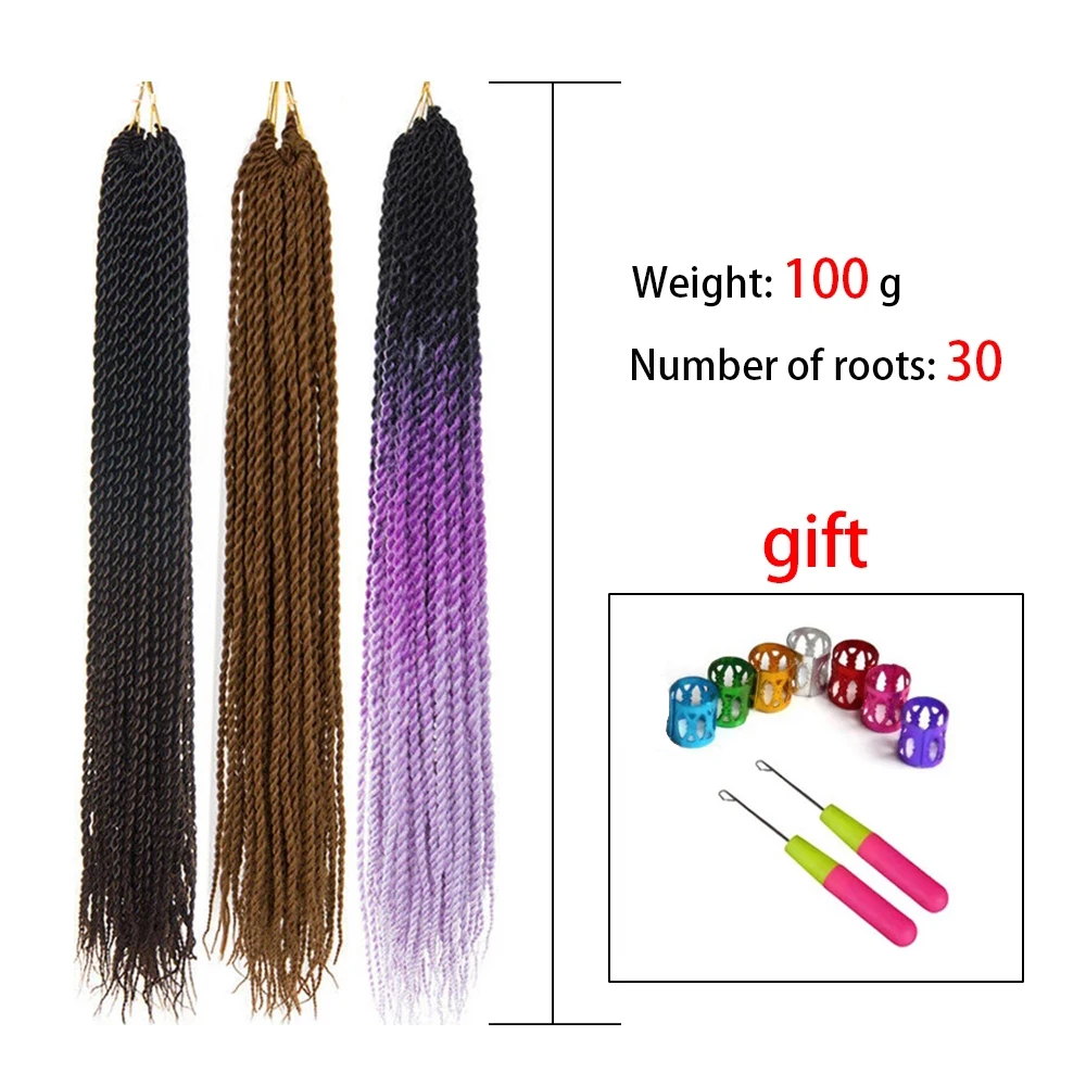 Плетеные синтетические волосы AZQUEEN с эффектом омбре Сенегальские закрученные 24