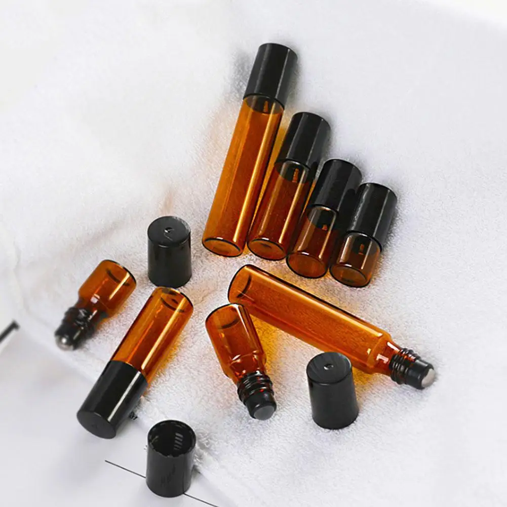 Темно коричневая стеклянная бутылка 2/3/5/10 мл бутылки с эфирным маслом ролик для