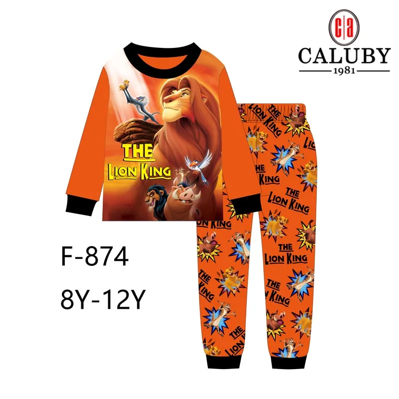 Wholesale Boys Orange Lions Pajamas Sets Kids Cartoon Clothes Children Spring Pyjamas Sets For 8-12T F-874 - Цвет: F874