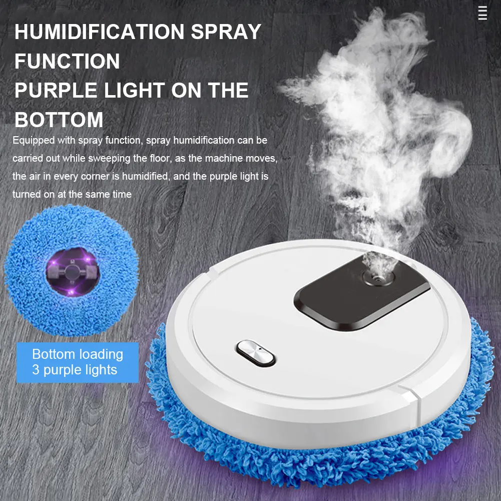 

Fully Automatic Sweeping Robot Smart Impregnation Cleaning Robot USB Charging Dry and Wet Spray Mop Spray Aerosol Disinfecting