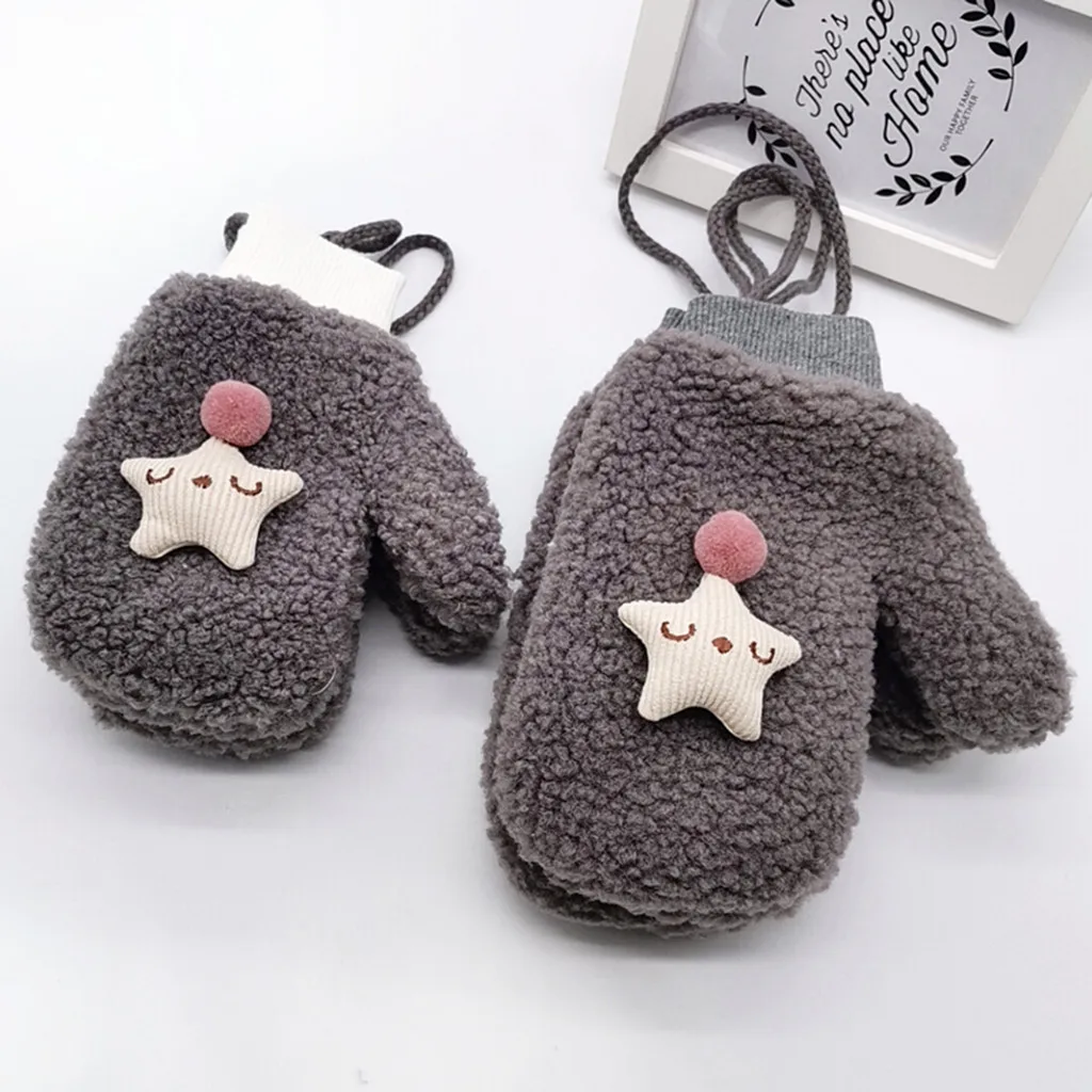 Женские варежки для взрослых зимние кашемировые перчатки на лямках с рисунком