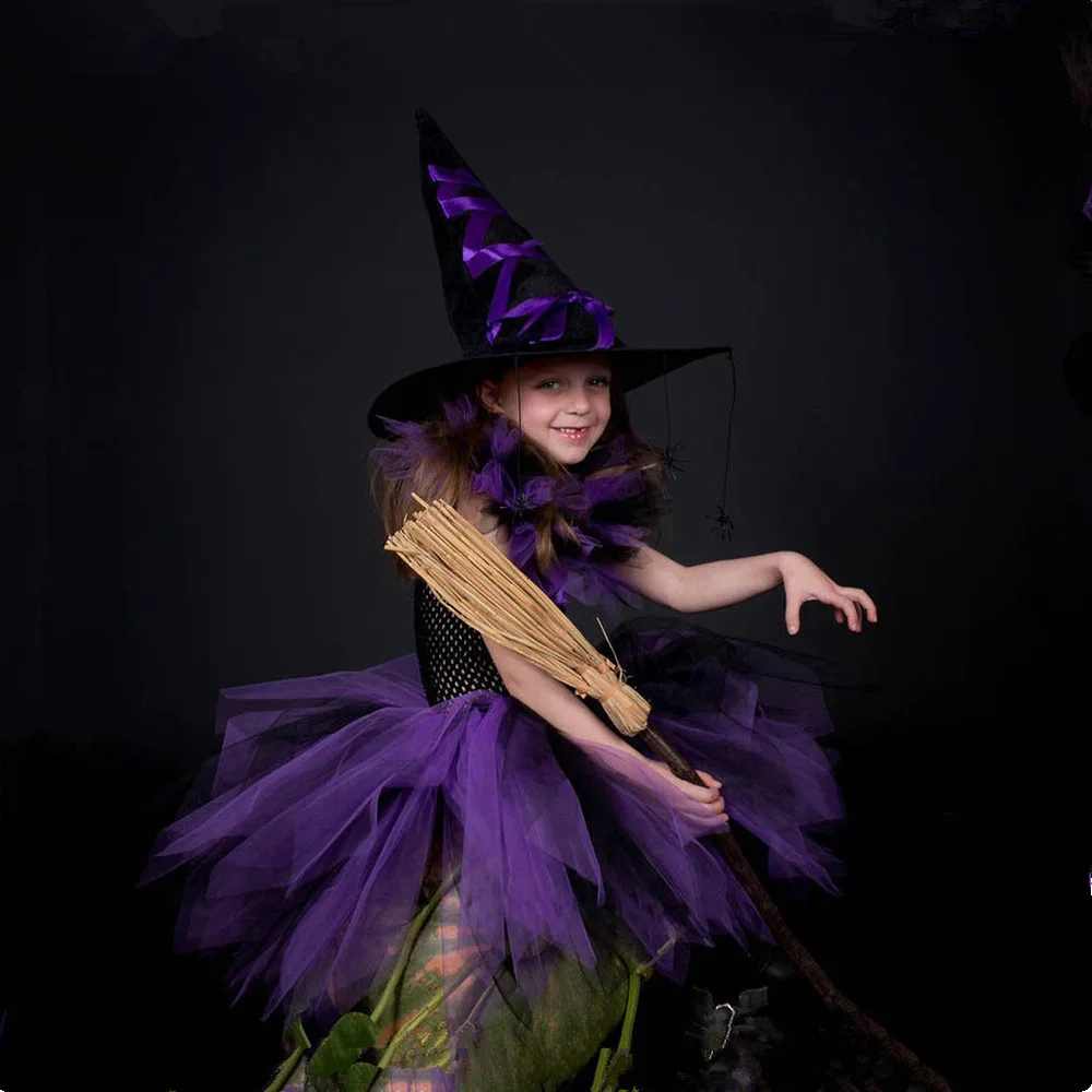 

Girls Halloween Witch Costume for Kids Girl Tutu Dress Birthday Outfit Little Princess Cosplay Witch Dresses for Carnival Party