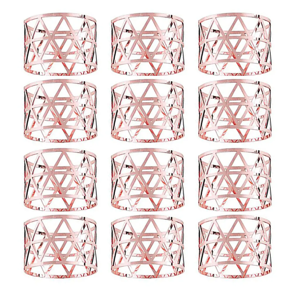 

12pcs Hollow Shape Napkin Ring Dining Table Stand Creative Metal Napkin Button Hotel Banquet Dinner Birthday Party Decoration