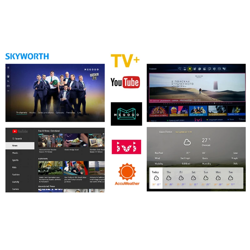 Телевизор 40 дюймов ТВ Skyworth 40W5 FullHD Smart TV Led Television Поддержка YouTube и Wi-Fi цифровых