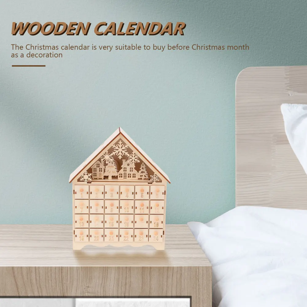 

1Pc Chirstmas Wooden LED Calendar Home Snowflake Calendar Decoration Khaki