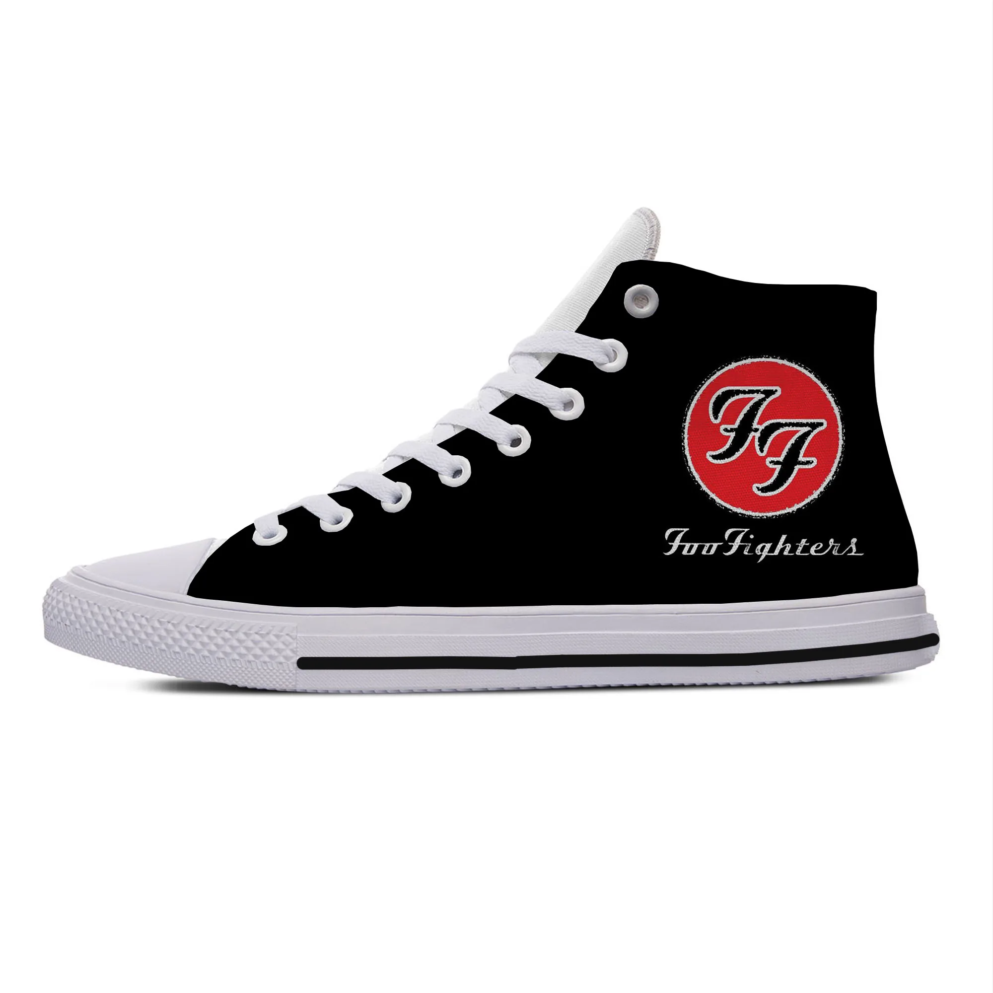 

Foo Fighters Rock Band Novelty Design Harajuku Lightweight High Top Canvas Shoes Men Women Casual Breathable Sneakers