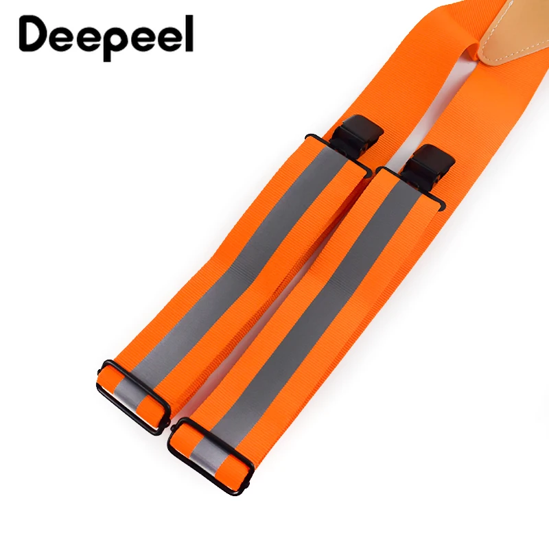 

Deepeel 1pc 5*110cm Men's Work Clothes Suspenders Elastic Wide Adjustable X Type Strap Fluorescent Orange Tool Stripe SlingSP077