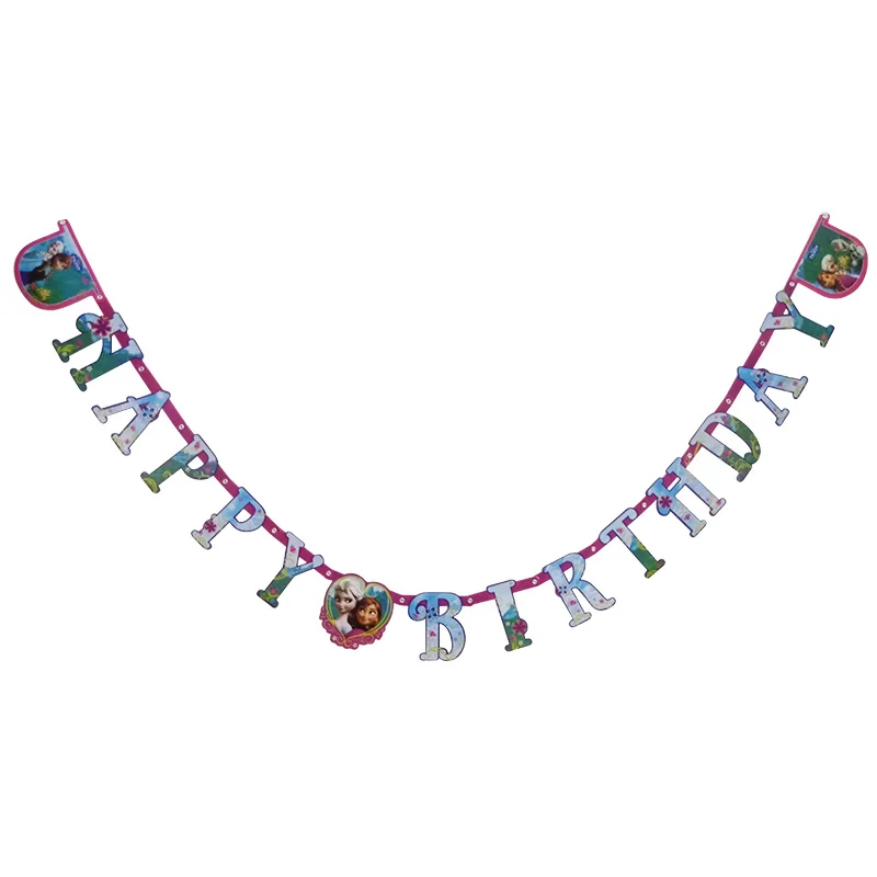 16pcs pull Новые предметы для вечеринки принцессы Эльзы и Анны, тарелки, чашки с воздушными шариками для девочек, друзей, дня рождения, семейные вечерние декорации, одноразовая посуда - Color: 16pcs pull
